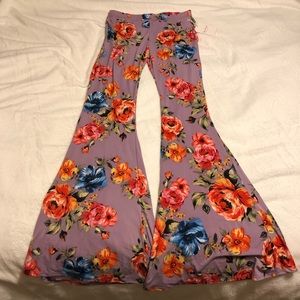 Floral Purple Flared Pants!